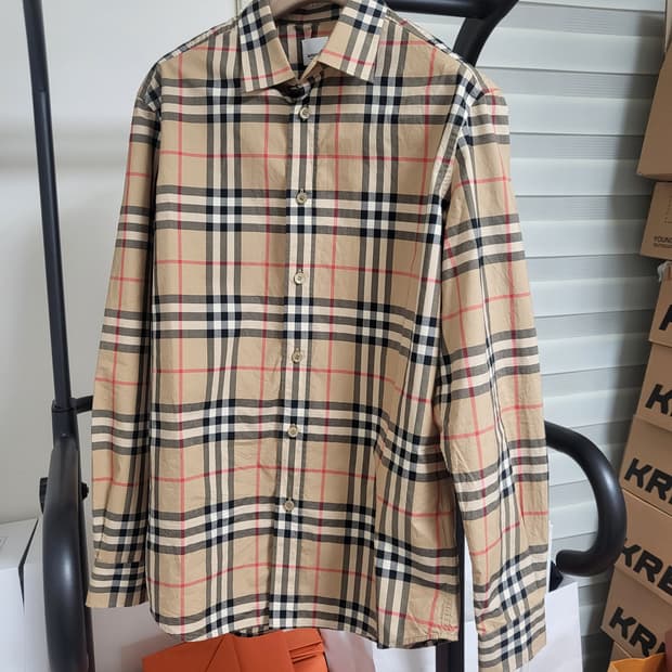 22SS 버버리 체크 코튼 셔츠 m
