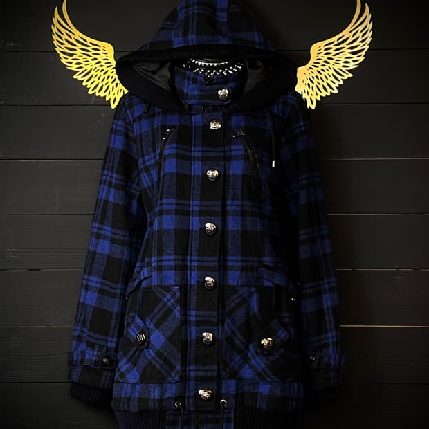 SORRIDERE 펑크 딥 블루 체크패턴 코트