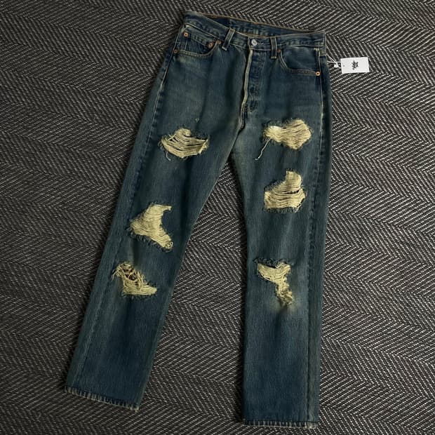 리바이스 501 디스트로이드 워싱 데님 팬츠y 3104