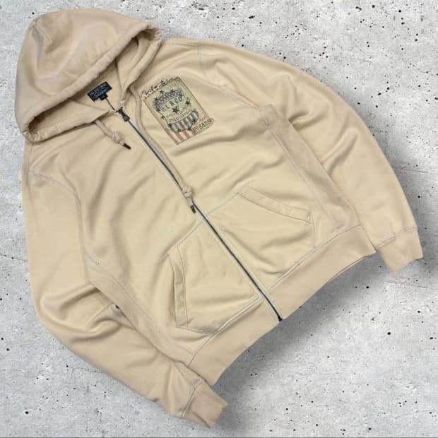 [M] 00s 폴로 진스 컴퍼니 성조기 베이지 후드집업 D643