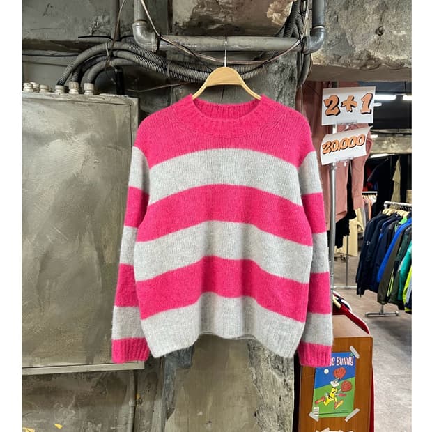 코스 스트라이프 니트 핑크 M #csz3309