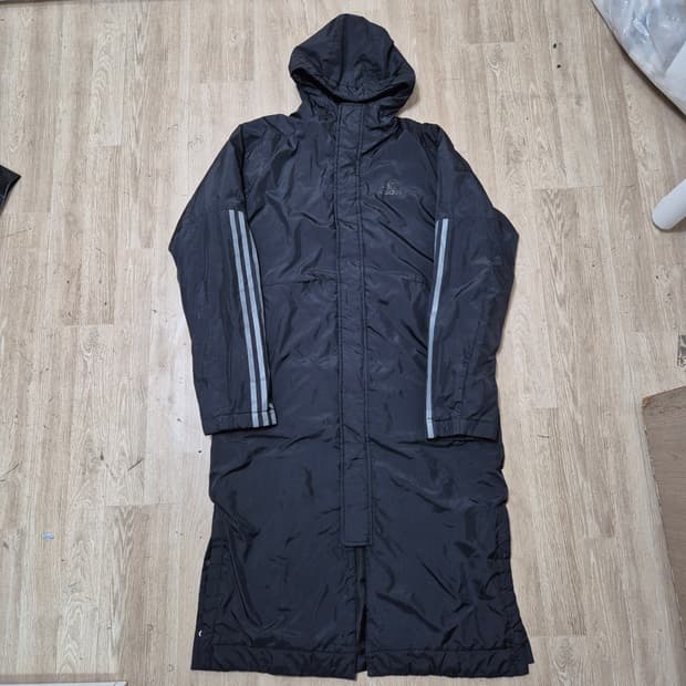 아디다스 남성 빅로고 후드 경량 롱패딩