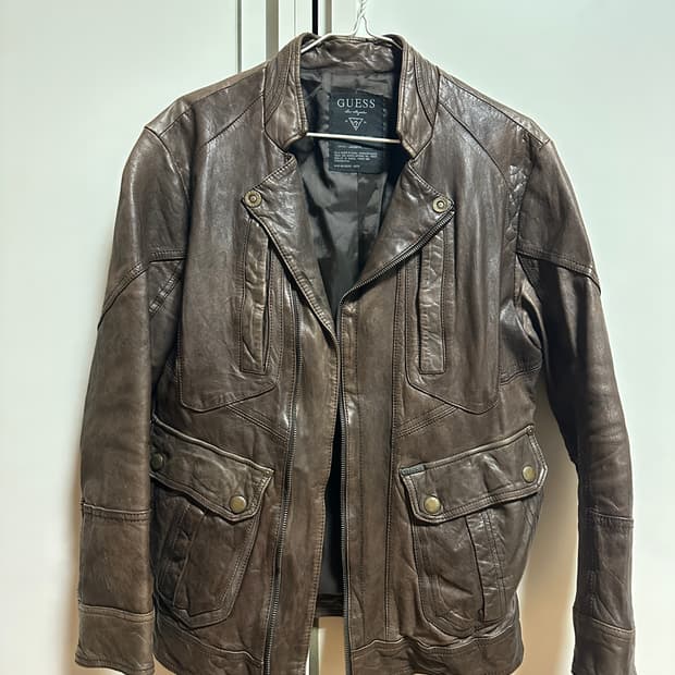 게스 쉽스킨 빈티지 레더자켓 (L)