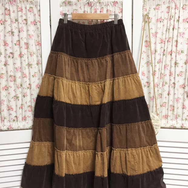빈티지 히피모리걸 카라멜초코 캉캉스커트