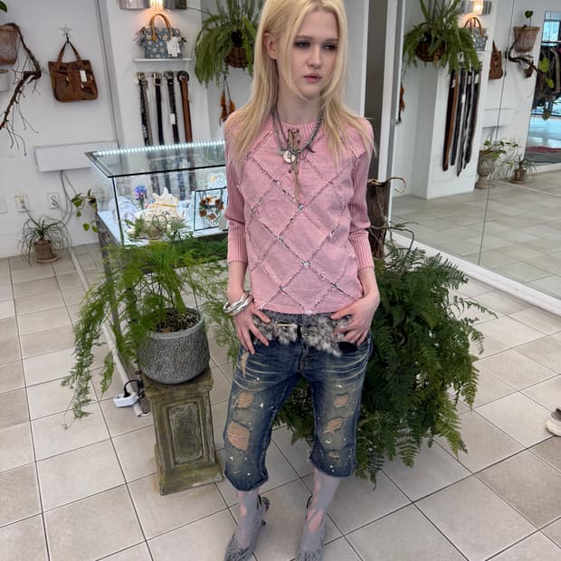 patchwork lace up top