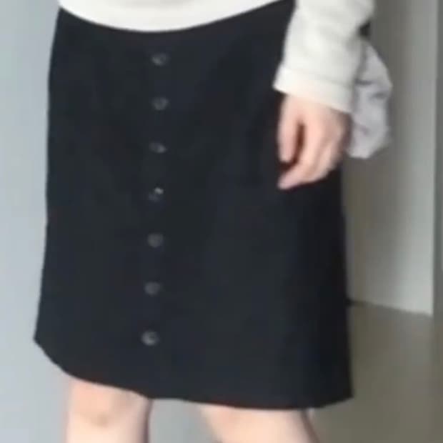 빈티지 미디 단추 스커트
