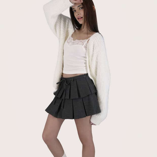 새상품) 클리시어 슈가플럼 헤어리 가디건 아이보리