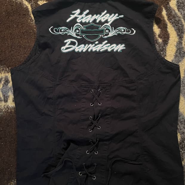 Harley davidson 레이스업 바이커 베스트