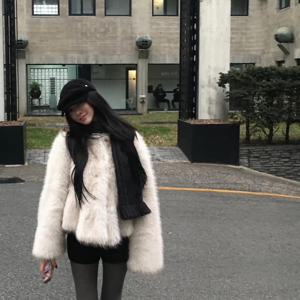 피브안 아이보리 퍼 자켓