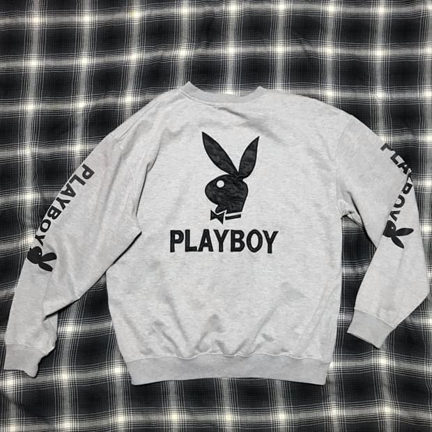재팬 플레이 보이 나염 나일론 패치 오버핏 스웻셔츠