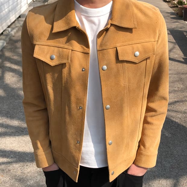 grand vision  카우하이드 레더 트러커자켓