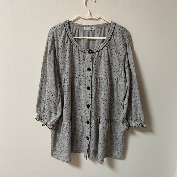 일본 빈티지 소매레이스 도트 미디 원피스