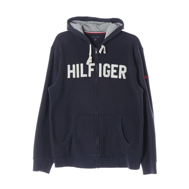 타미힐피거 빅 스펠아웃 네이비 후드집업 XL