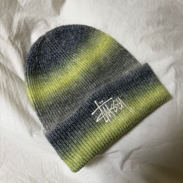 Stussy Cuff Beanie Spray Stripe Lime Mul