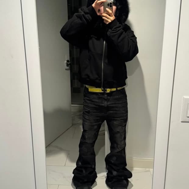 언더마이카 Mud Destroyed Wide Flare Jeans