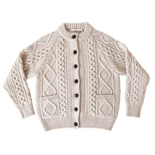 비아플레인 케이블 울 가디건