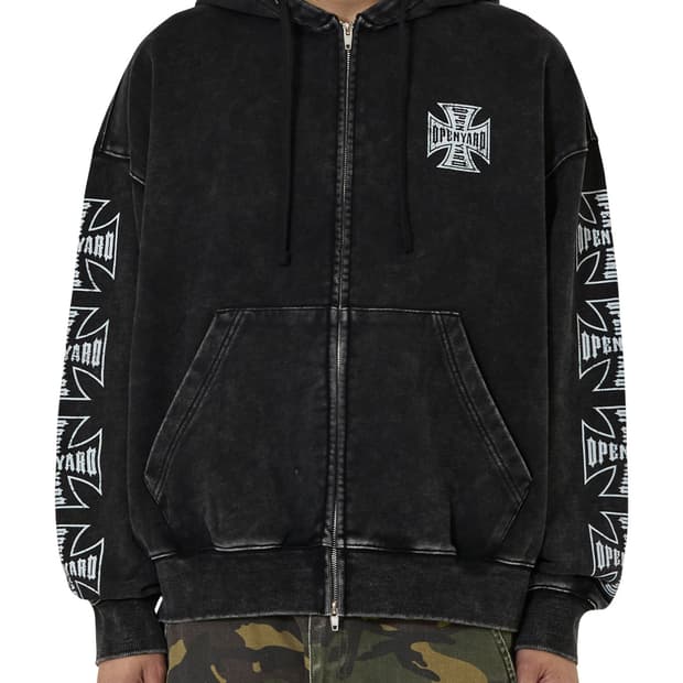 (택O) OY 오와이 크로스 페이드 워시드 후드집업 (블랙) (m)