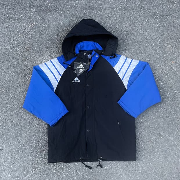 90s 새제품 아디다스 올드스쿨 점퍼 누빔 트랙자켓 바람막이 XL