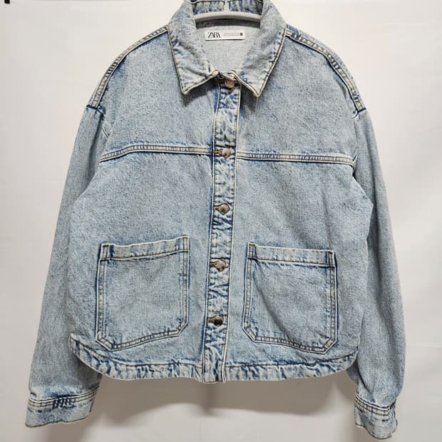 자라 세미 크롭핏 오버 데님 자켓 S