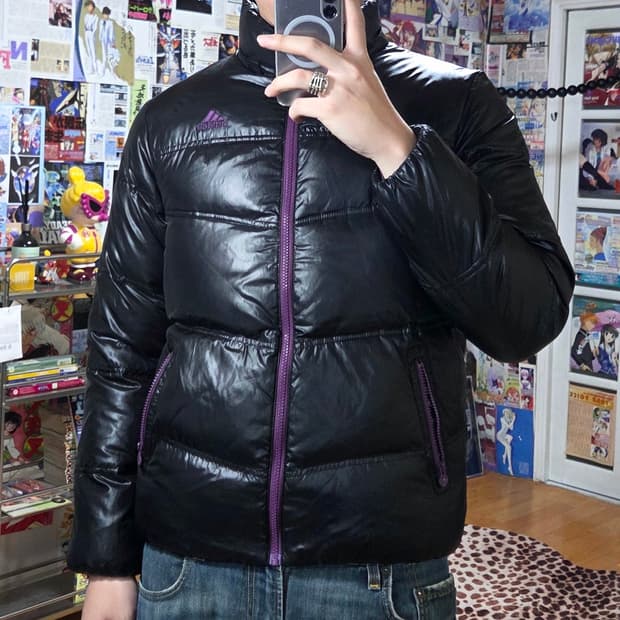 아디다스 퍼플 블랙  덕다운 패딩
