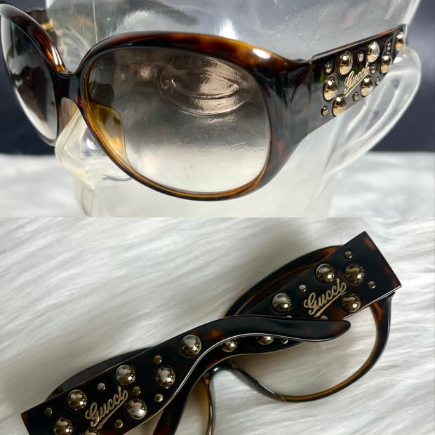 Gucci Vintage Gold Stud Logo Sunglasses