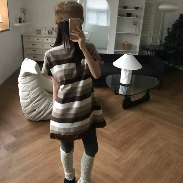 vintage stripe pattern tassel one-piece