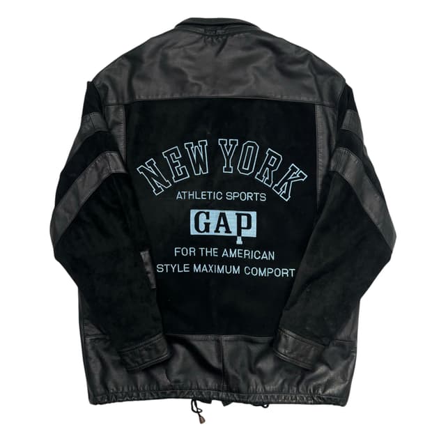 90s Old Gap 올드 갭 엠브로이드 카우 레더 자켓 M