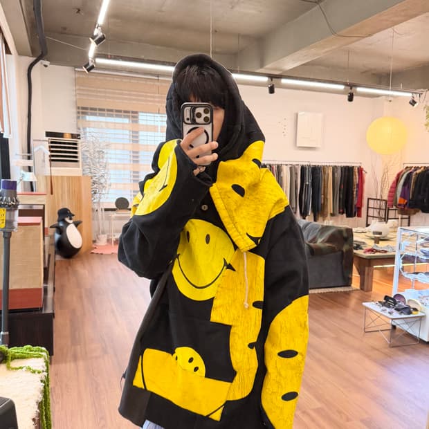 캐피탈 스마일 더블 후디