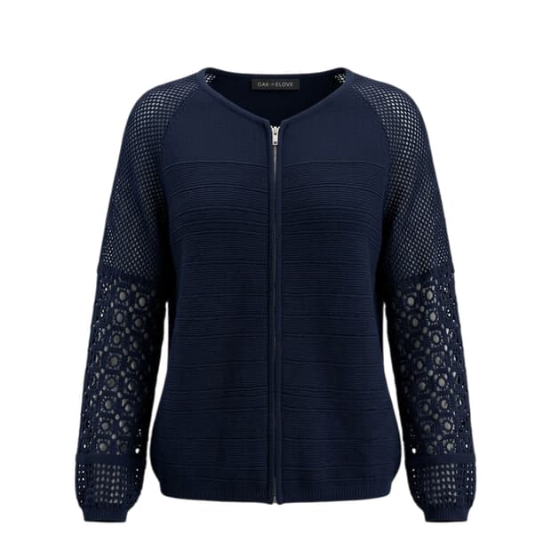 🌿 봄가디건 | 올리브데올리브 네이비 펀칭 집업 가디건 M | 슬림핏