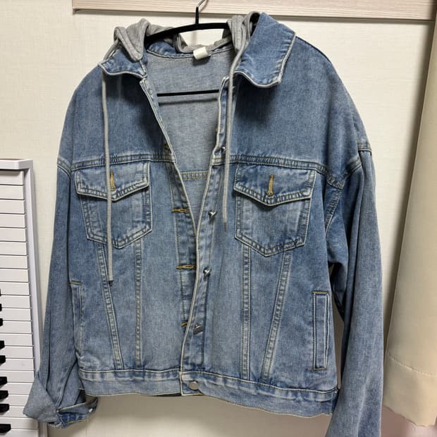 웨스트 우드 오버핏 간절기 데님 청자켓