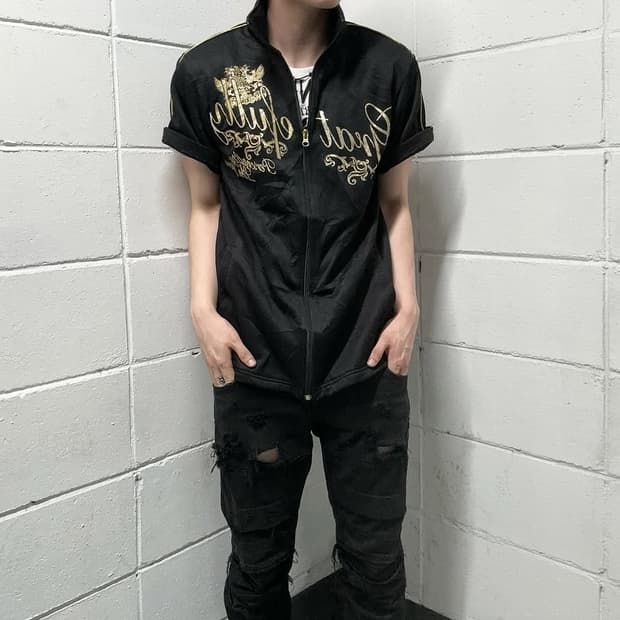 Punk back printing zip up 