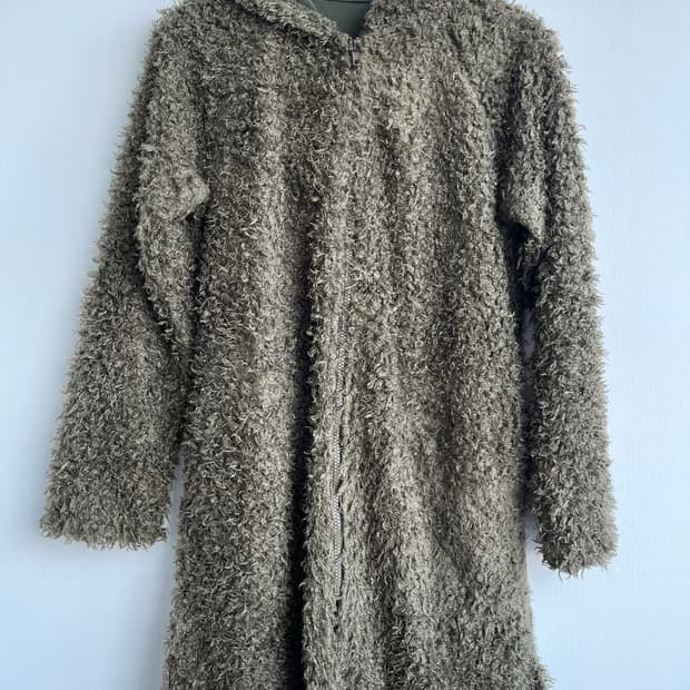 모스 샤기 퍼 후드 코