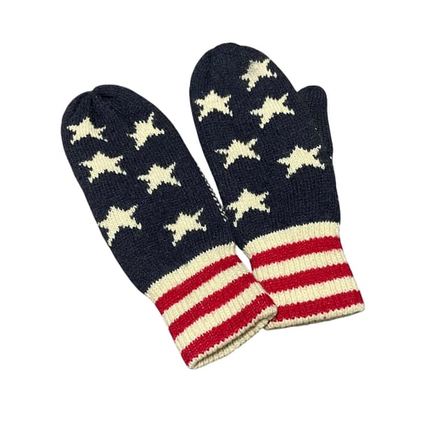 성조기 패턴 울 벙어리 장갑 S/M