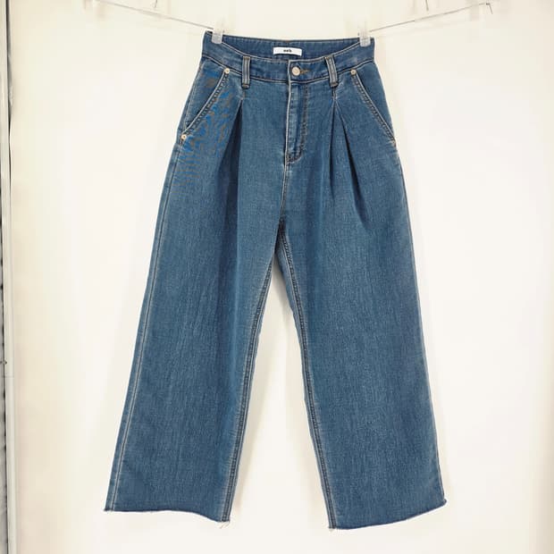 nob 플리츠 와이드 데님 팬츠 26