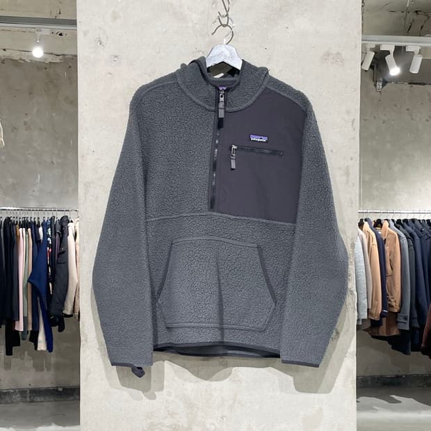 파타고니아 그레이 레트로 파일 플리스 후디 아노락