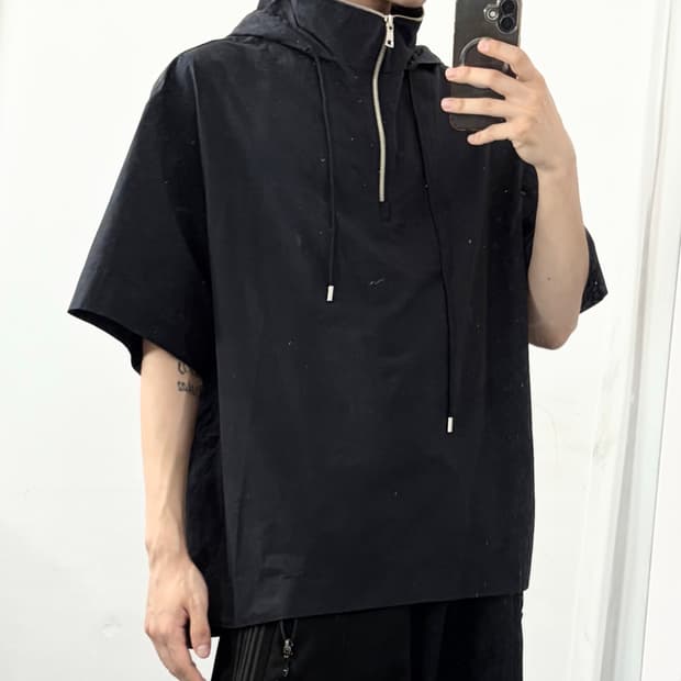 준지 후드 반팔 아노락