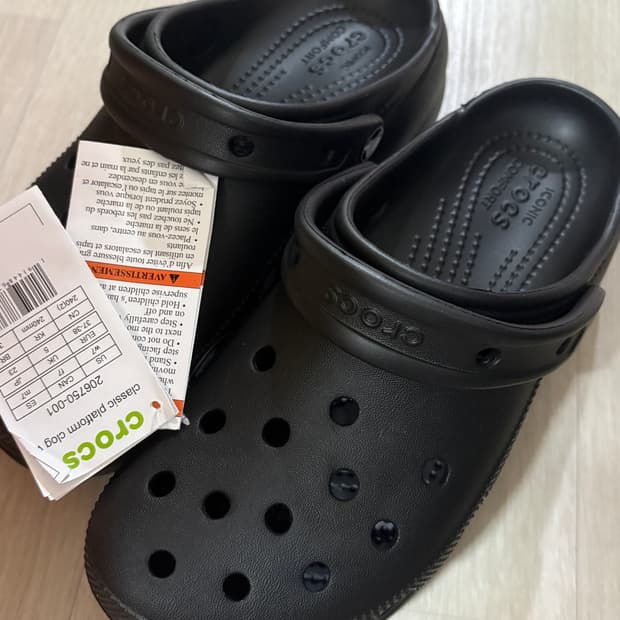 크록스 클래식 클로그 플랫폼 블랙 w7 240