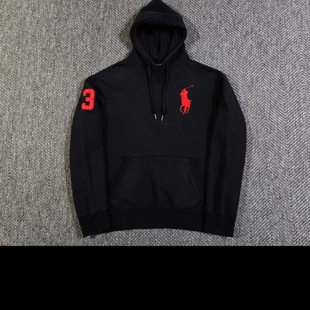 폴로 랄프로렌 빅포니 넘버3 검빨 레드 블랙 후드티
