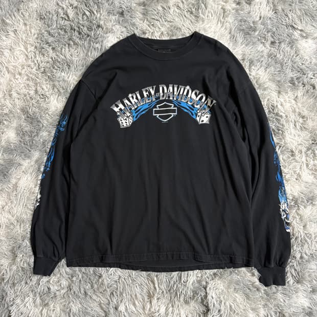 빈티지 할리데이비슨 블루 플레임 다이스 롱슬리브