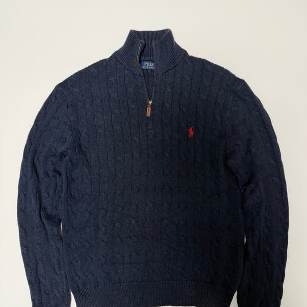 폴로 반집업 니트