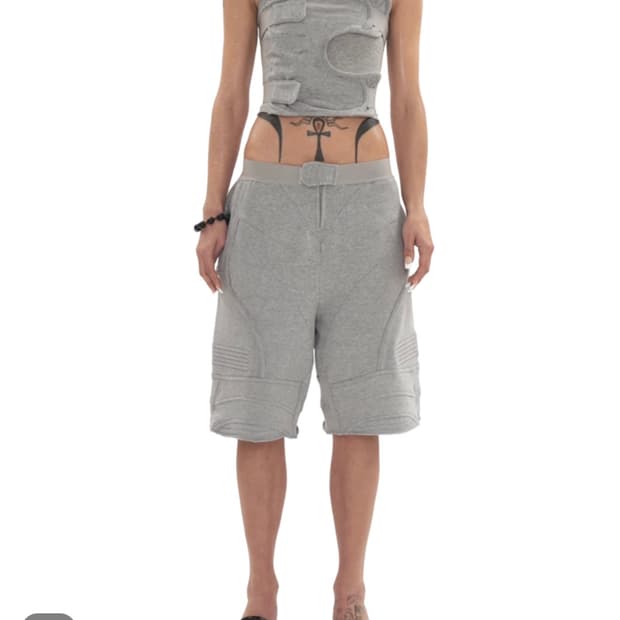 604서비스 바이커 밴딩 스웻쇼츠 그레이