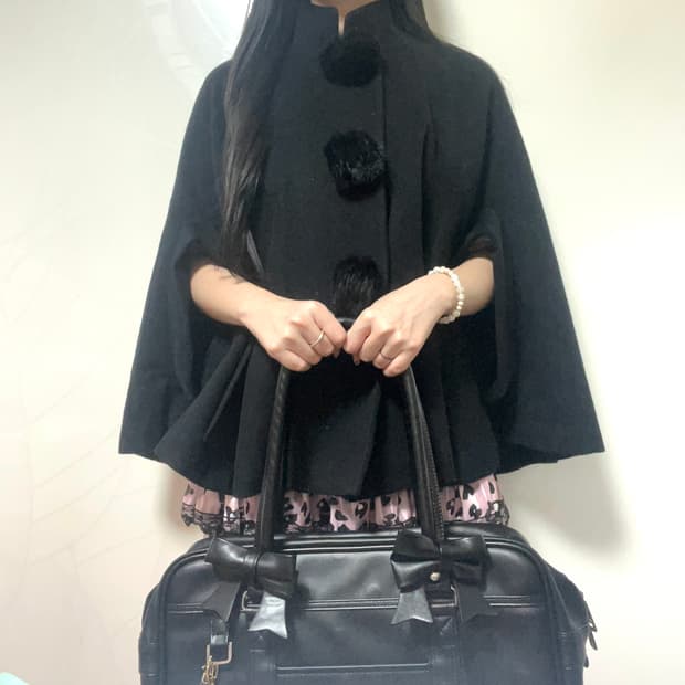 빈티지 케이프 코트 일녀 하라주쿠 히메갸루사와코깔모리하구미지뢰계양산형모리