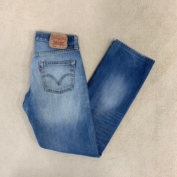 빈티지 리바이스 501 워싱 데님팬츠(30사이즈) 남자청바지 중청