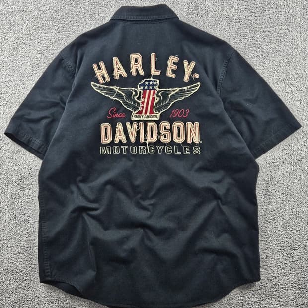 할리데이비슨 모터사이클 스펠아웃 반팔 바이커 셔츠 (XL) / 11421