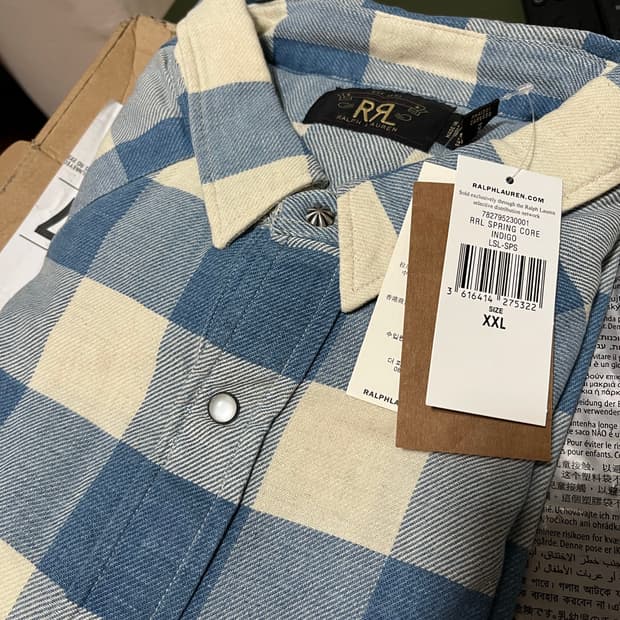 더블알엘 rrl 슬림핏 웨스턴셔츠 인디고크림 xxl 새상품