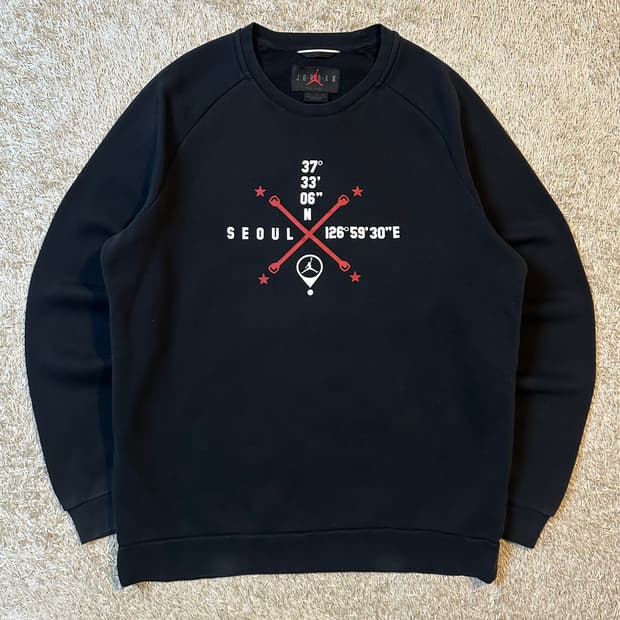 나이키 조던 AIR JORDAN 프린팅 기모 맨투맨 블랙