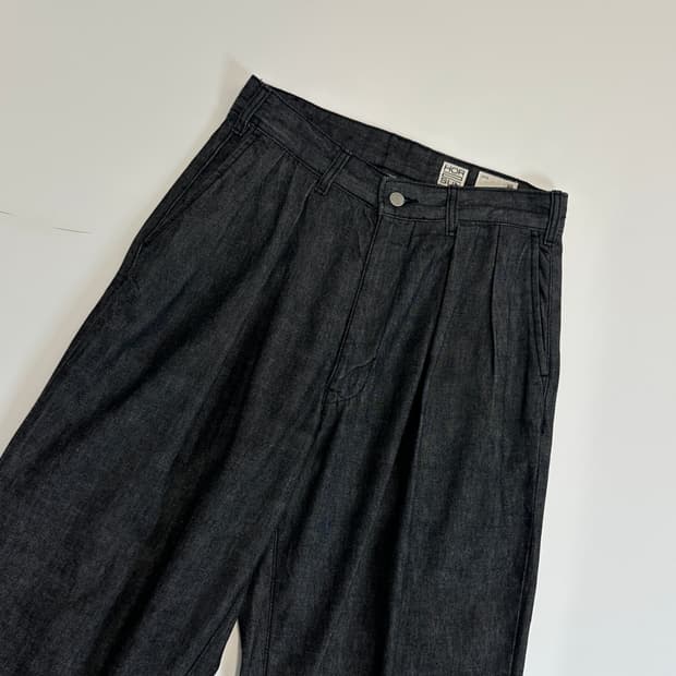 홀리선 핀턱 인디고 와이드루즈핏 데님 팬츠 s 