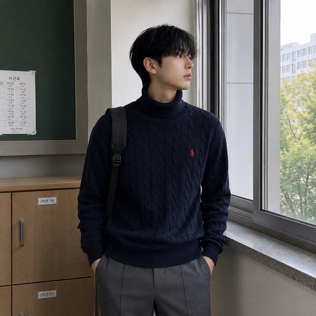 폴로 꽈배기 니트 목폴라 신상