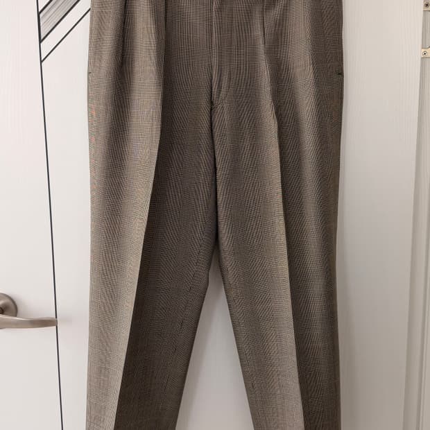 제이프레스 글렌체크 그레이 울 슬랙스