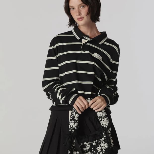 글로니 테리 pk 롱슬리브 티 럭비티 블랙 스트라이프